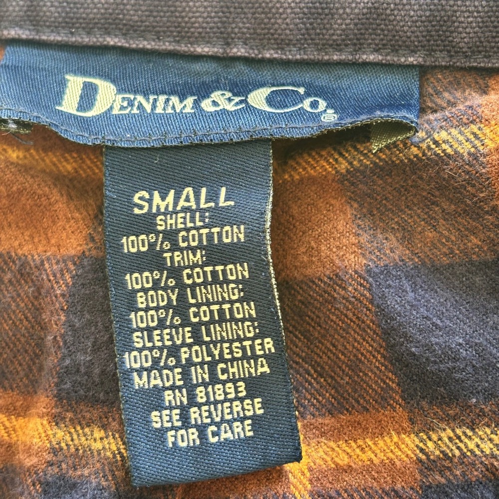 Denim & Co. Chore Jacket Cotton Corduroy Flannel Blue Toggle Snap Sz S VTG Y2K - Picture 5 of 7